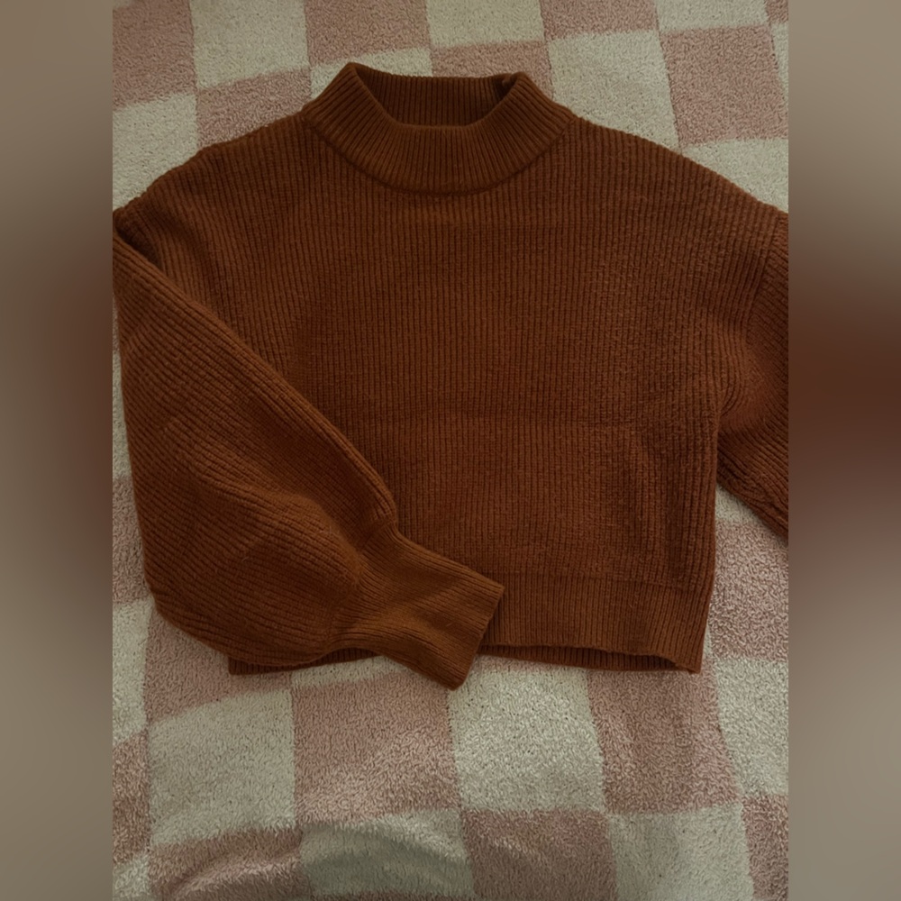 Cropped Mock Neck Sweater